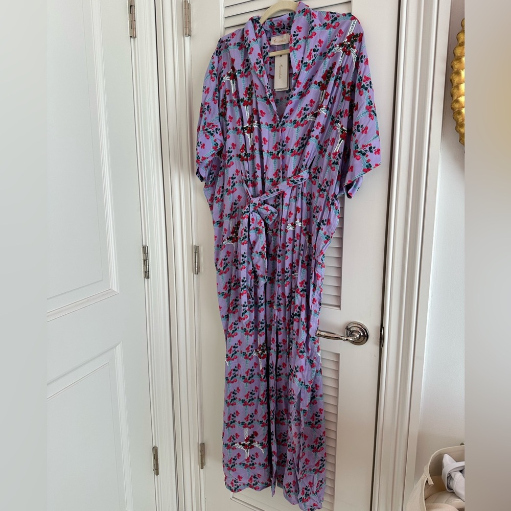 Elegant Floral Maxi Dress in Blue and Pink